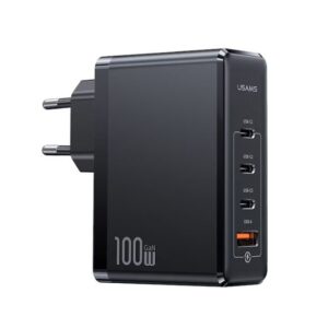 Usams T50 100W 4 Ports ACCC GaN Fast Charger (EU) (CC163TC01) - Black